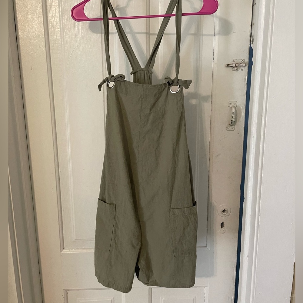 Army green maternity overalls